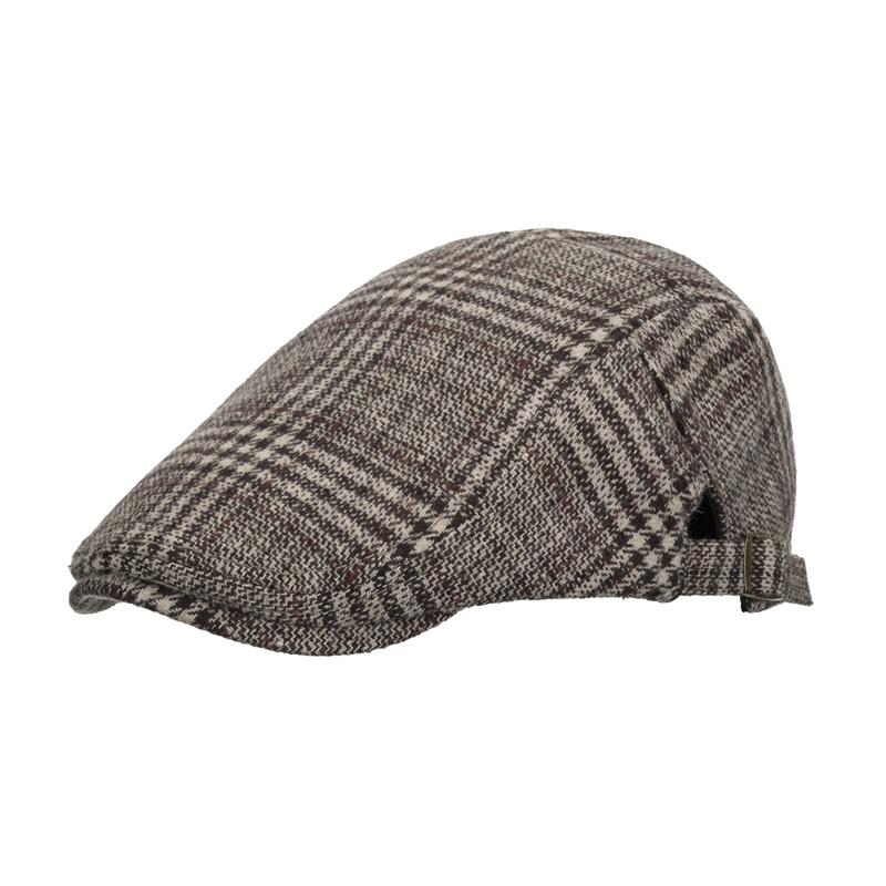 Plaid Beret Men's Autumn Winter Thick British Woolen Peaked Cap Newsboy Caps for Men Forward Cap Paintsman's Cap Driver Ivy Hat