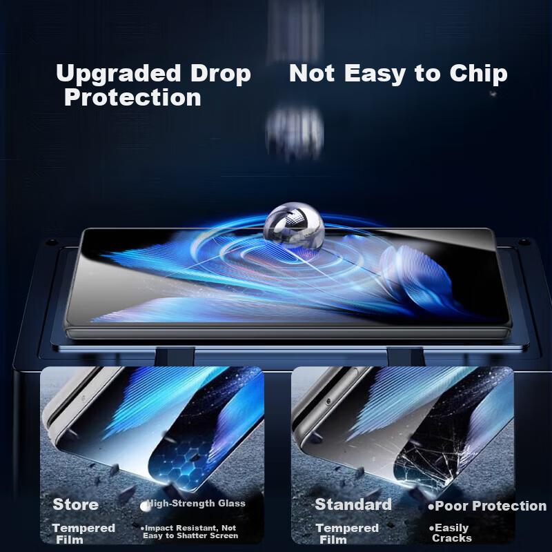 Tempered Glass Screen Protector for vivo XFold3, xFold3 Pro Foldable Screen Phone Film, Curved Glass Full Screen Coverage Ultra Thin Fingerprint