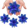 Creative Floral Arrangement with Blue Poinsettias Set of 12 Pieces