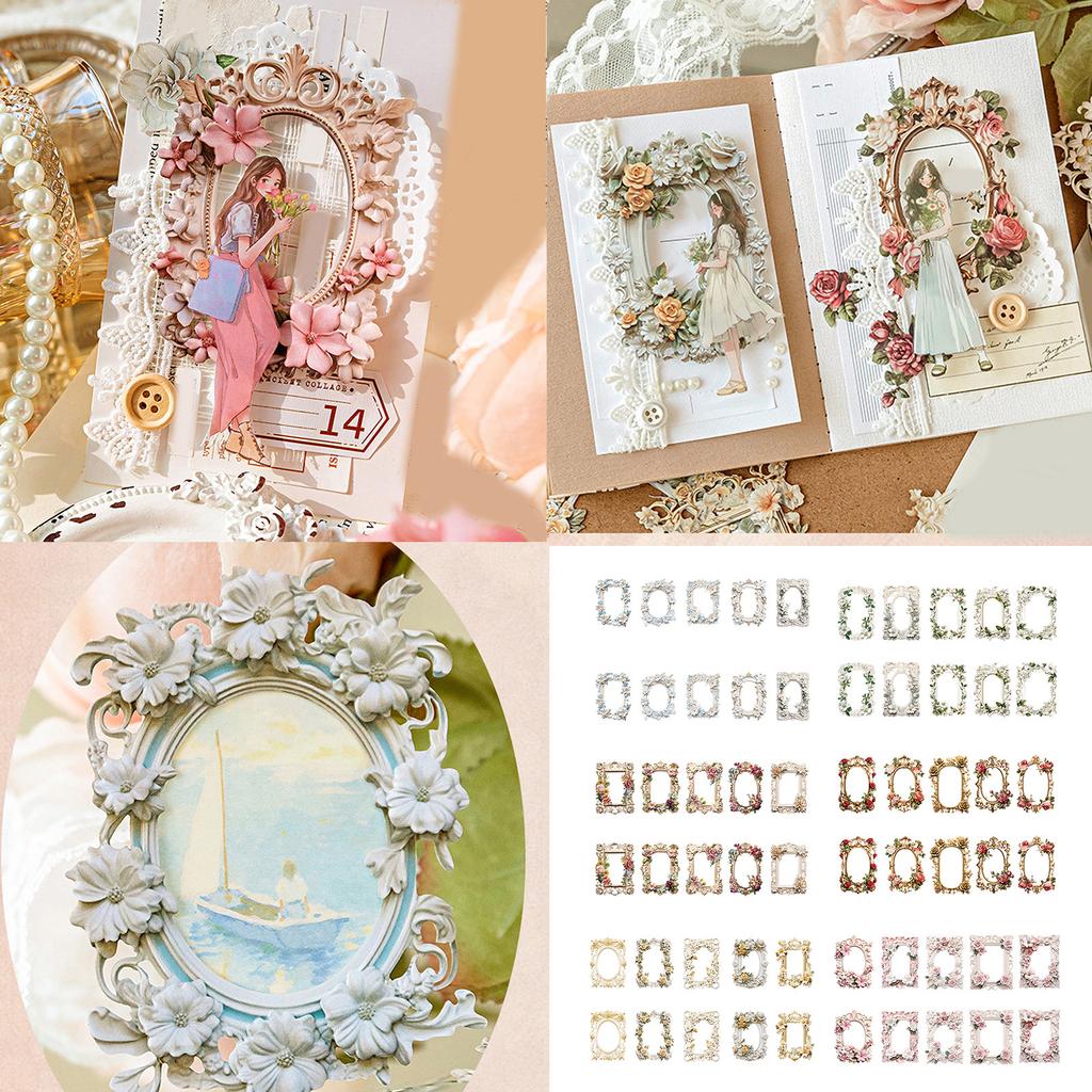 10 листов Винтажные тисненые вырезанные рамочные коллажные карточки Скрапбукинг фон Коллажная бумага для ведения журнала Бумажное рукоделие