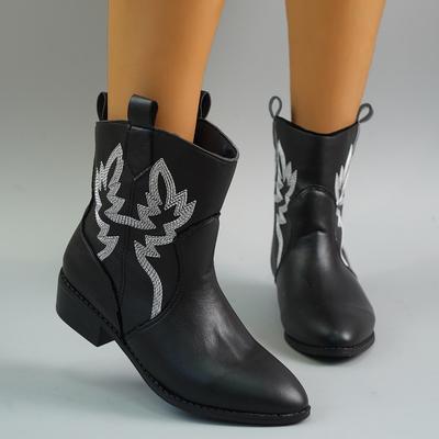 Модные женские сапоги большого размера 2024 года, повседневные, осень, новые, с острым носком, квадратный каблук, средняя часть, ретро-сапоги в британском стиле с машинной строчкой