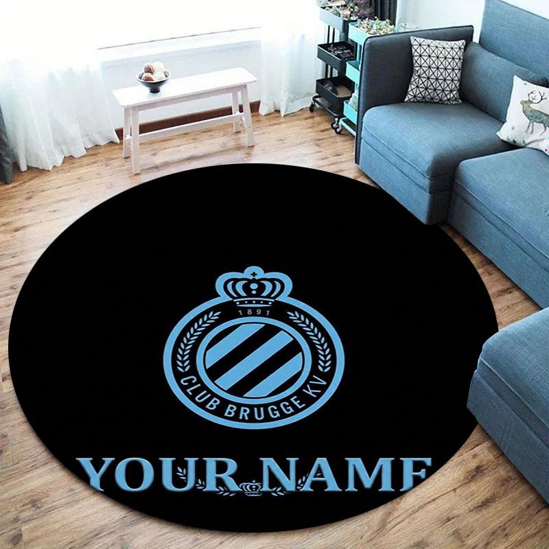 Club Brugge KV Custom Name Round Area Rug,Carpet Rug for Living Room Bedroom Sofa Playroom Decor,Non-slip Floor Mat