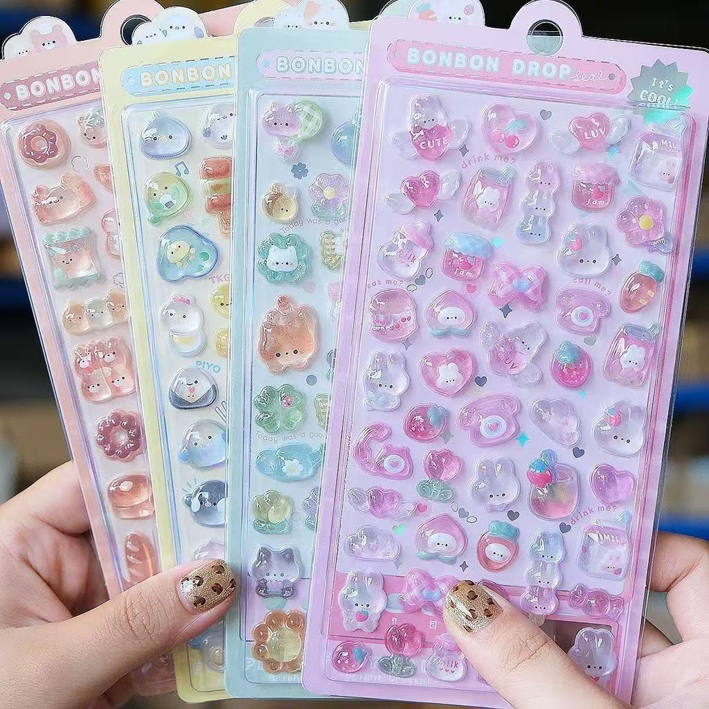 6PCS PVC Foam Cartoon Animal Relief Stickers For Phone Case Decoration For DIY Scrapbook Journal Supplies Cute Waterproof Laptop