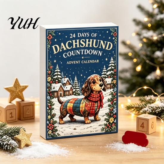 Customizable Bag Charms 24 Days Dachshund Christmas Advent Calendar with Acrylic Pendants, Countdown for Dog Theme Decor Holiday Decorations,