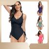 Цельный купальник, женский купальник, однотонный пляжный боди больших размеров, винтажные купальные костюмы