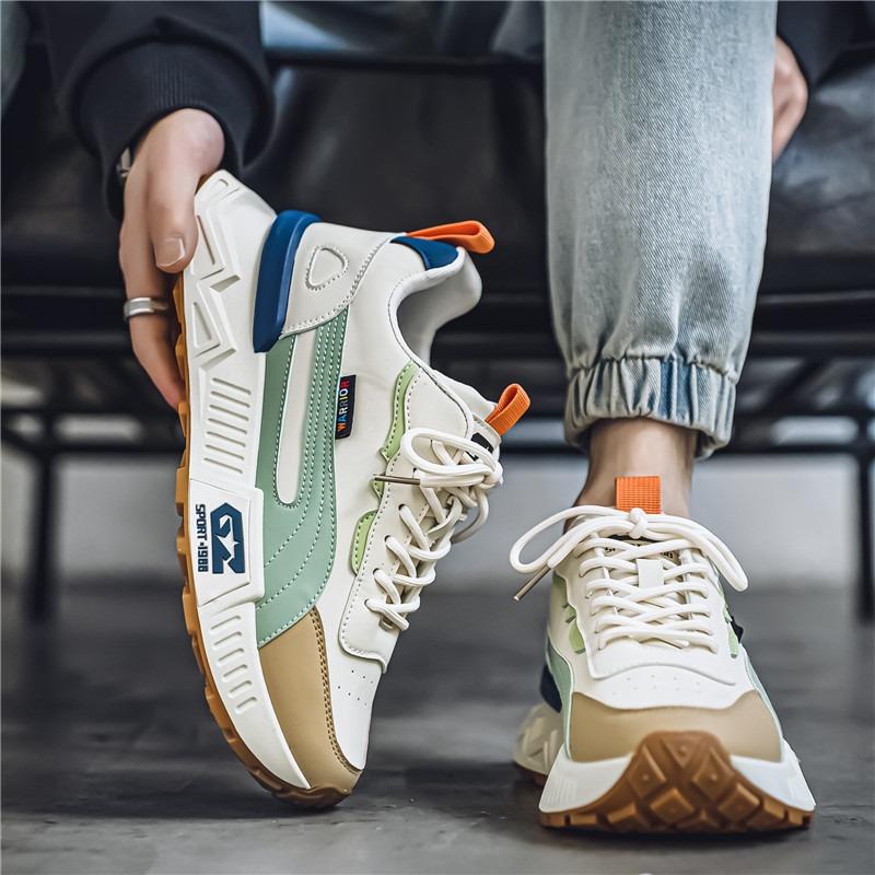 Four seasons men's shoes autumn leather surface thick sole heightened non-slip wear-resistant men's sports shoes casual men's shoes