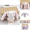 Adorable Long-eared Bunny Plush Keychain Soft Stuffed Rabbit Toy Crystal Velvet