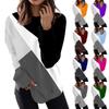 Women's Fashion Long Sleeve Pullover Casual T-Shirt Geometric Splicing Printed Loose Top