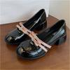 Женские туфли Джейн, сандалии с хрустальным бантом, лето 2025, новые, на массивном каблуке, милые туфли-лодочки в стиле Лолиты, кожаные zapatos de mujer