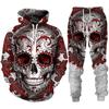 Personality Gothic Skull 3D Print Hoodie Pants Set Men/Women Funny Halloween Streetwear Clothing Suit Hip Hop 2 Pieces Tracksuit