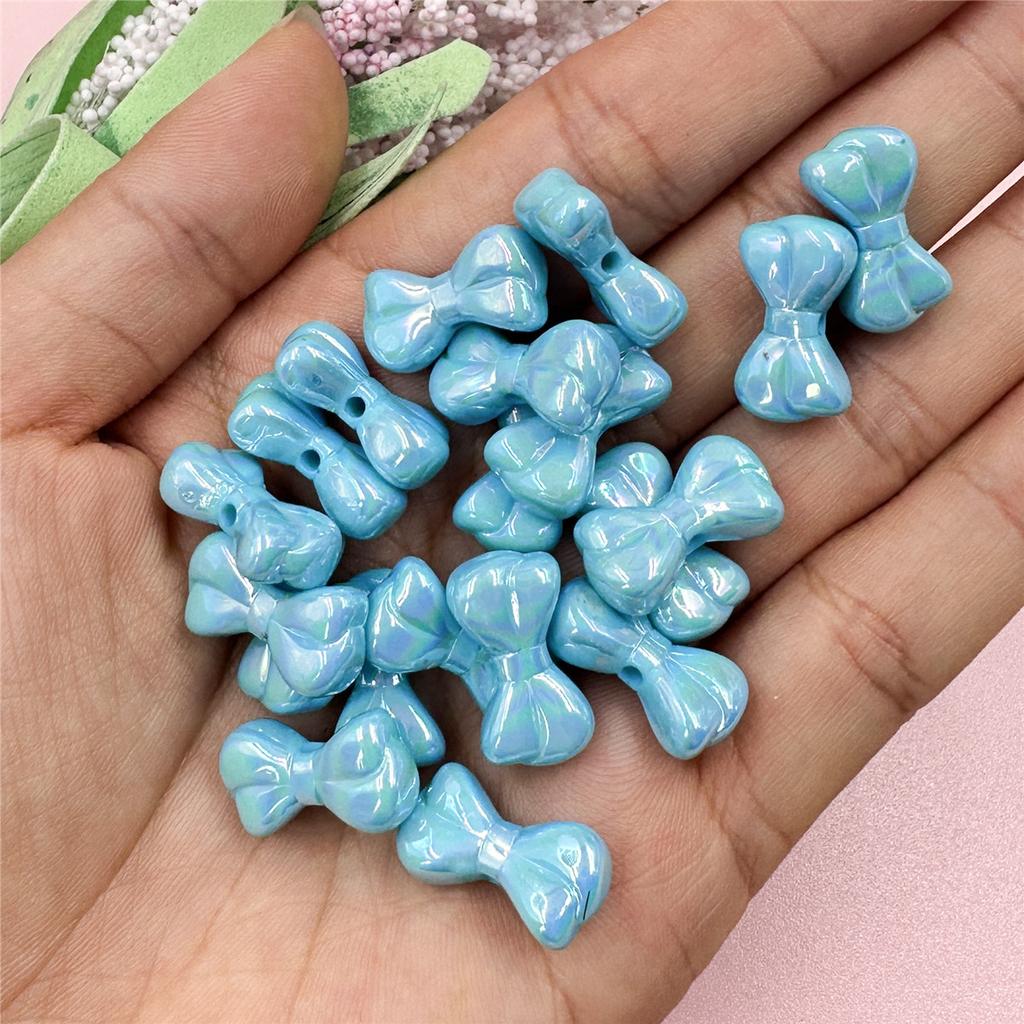 Креативные ослепительные акриловые маленькие бусины в виде банта, материал для самостоятельного изготовления бисера, подвеска, мода для браслета, 20 шт., брелок для изготовления ожерелья, 9,7*17,9 мм