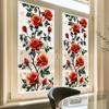 Painted Rose Flower Balcony Glass Window Beautification and Decoration Static Electricity Window Stickers