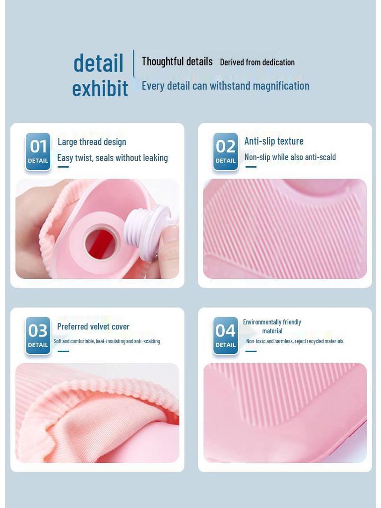 Portable Hot Water Bottle Hand Warmer - Long, Washable, Explosion-Proof, Available In Large & Small Sizes