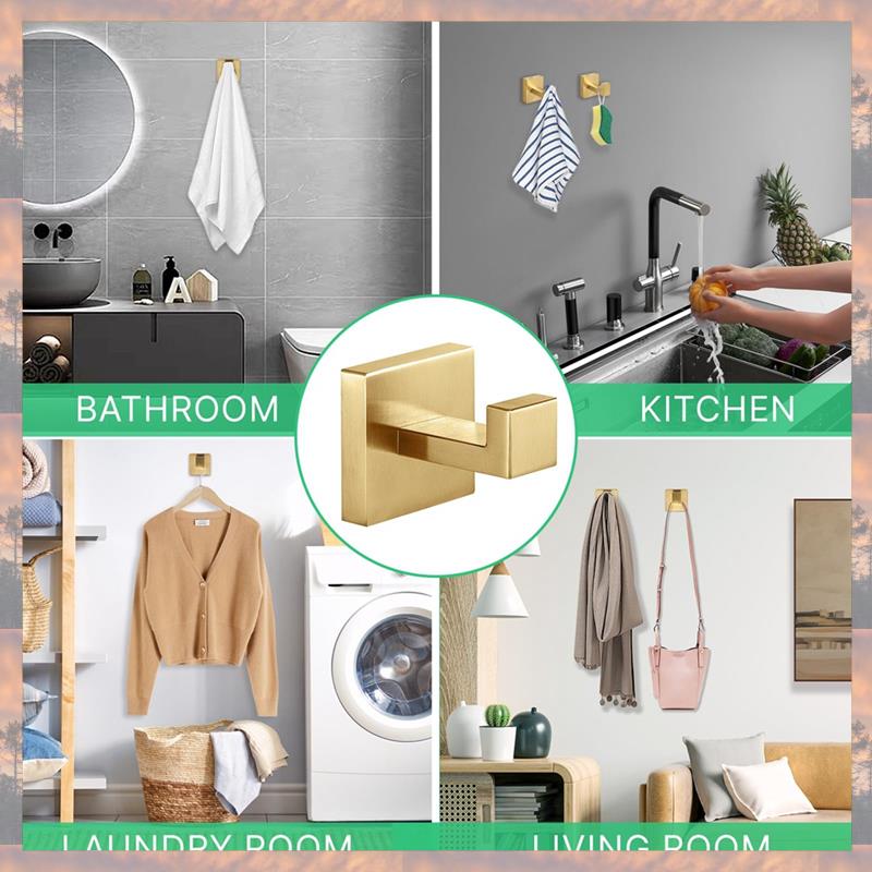 2025 Тренд 2 шт. Крючки для полотенец Крючок для халата Крючок для одежды Золото Сверхпрочные Ванные комнаты Квадратные крючки Настенные Для ванной