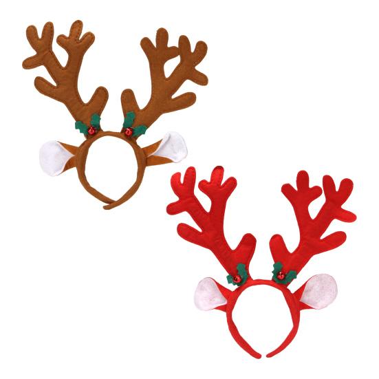 Christmas Headbands Cute Reindeer Antlers Headbands with Bell Christmas Animal Ear Hair Bands