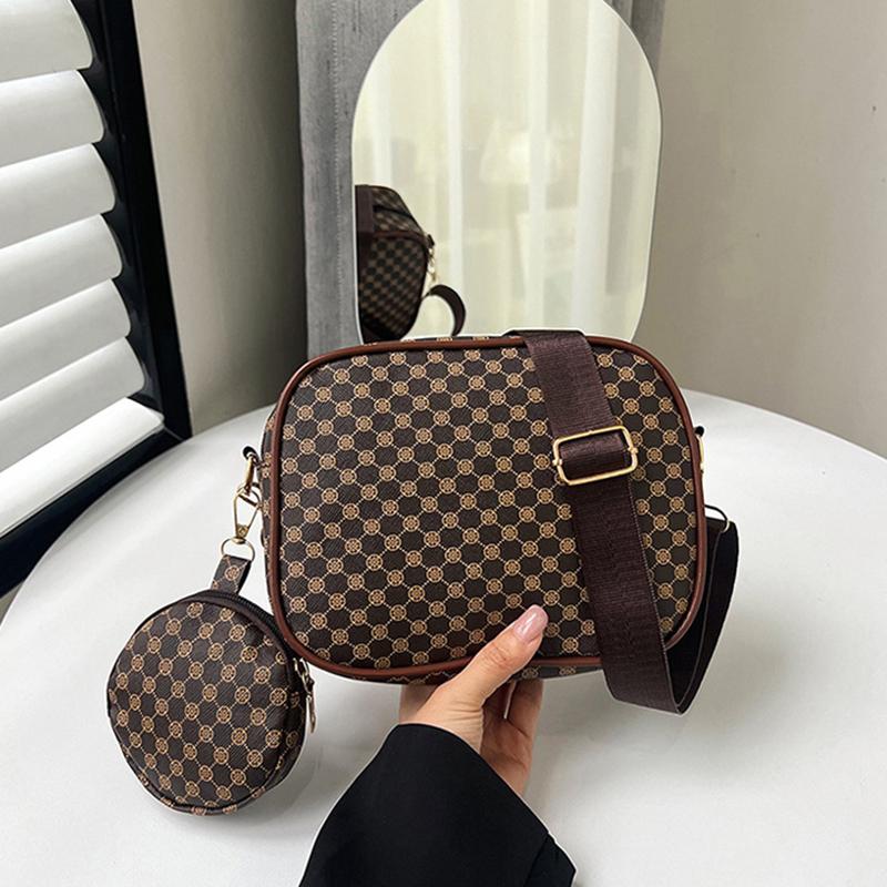 Винтажная трендовая квадратная сумка через плечо с небольшим узором из искусственной кожи, женская сумка через плечо