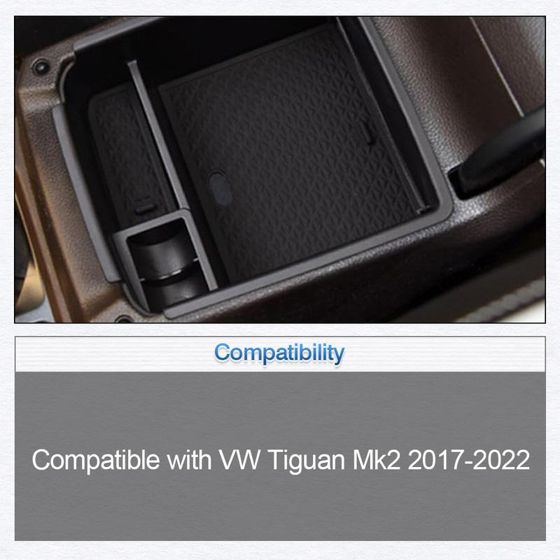 For VW Tiguan Mk2 2017 2018 Armrest Storage Box with Mat Car Center Console Armrest Storage Box