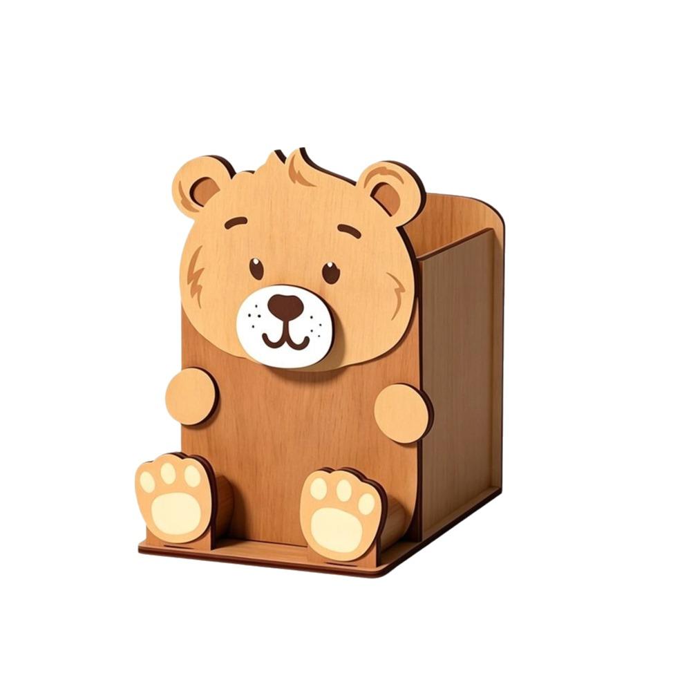 Wooden Material Spectacle Stand Hand Carved Pen Holder Rack Wooden Phone Display Stand  Home Use