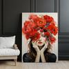 Woman Decorated with Poppies Woman Decorated with Poppies, 70X100 Cm, Black Aluminum Frame, 230 Gsm Matte Paper