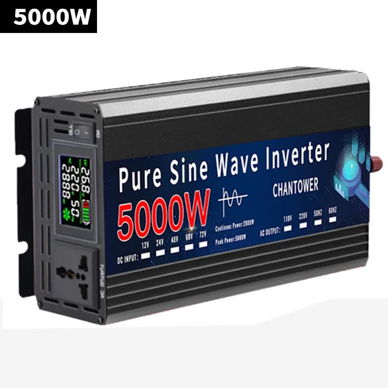 Инвертор чистой синусоиды DC 12V/24V/48V/60V/72V в AC 220V/110V 1000W 2000W 3000W 4000W 5000W Преобразователь мощности Автомобильный Солнечный инвертор