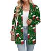 Женский рождественский кардиган с принтом, легкий, с длинными рукавами, повседневный, свободного кроя, тонкий, с карманами, куртка-кардиган