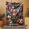 Custom Name Personalized Harley Quinn Print Blanket, Home Decor, Bedroom, Sofa, Camping, Couch, Gifts for Birthday Christmas