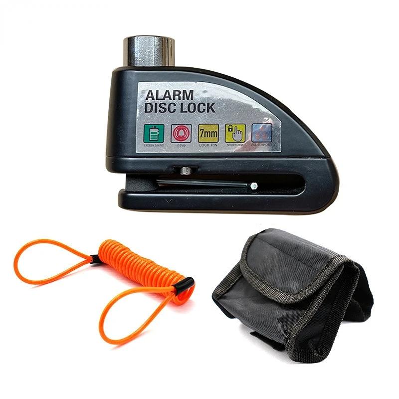 Мотоциклетный водонепроницаемый замок с сигнализацией, велосипедный замок, противоугонный замок, замок для дискового тормоза мотоцикла + сумка + трос-напоминатель