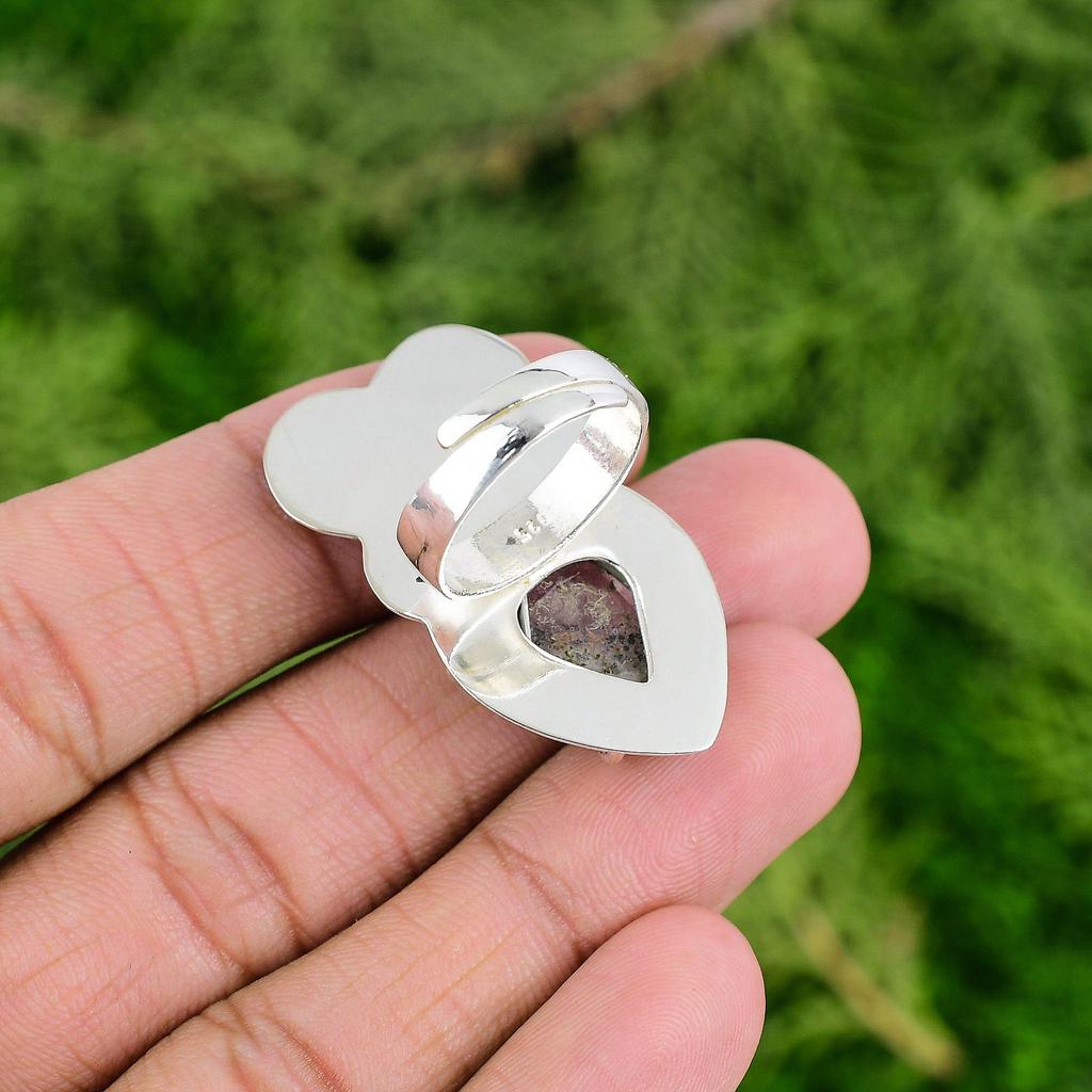 Natural African Amethyst 925 Silver Solitaire Flower Adjustable Ring For Girls