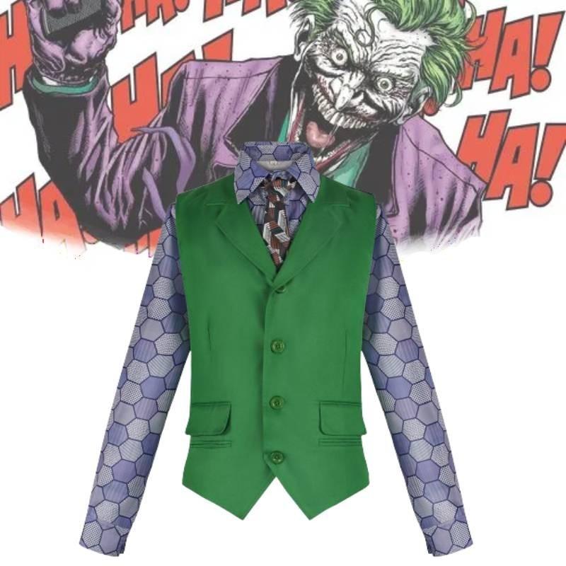 Dark Knight Joker Clown Costume With Shirt Vest Tie Set For Halloween Cosplay