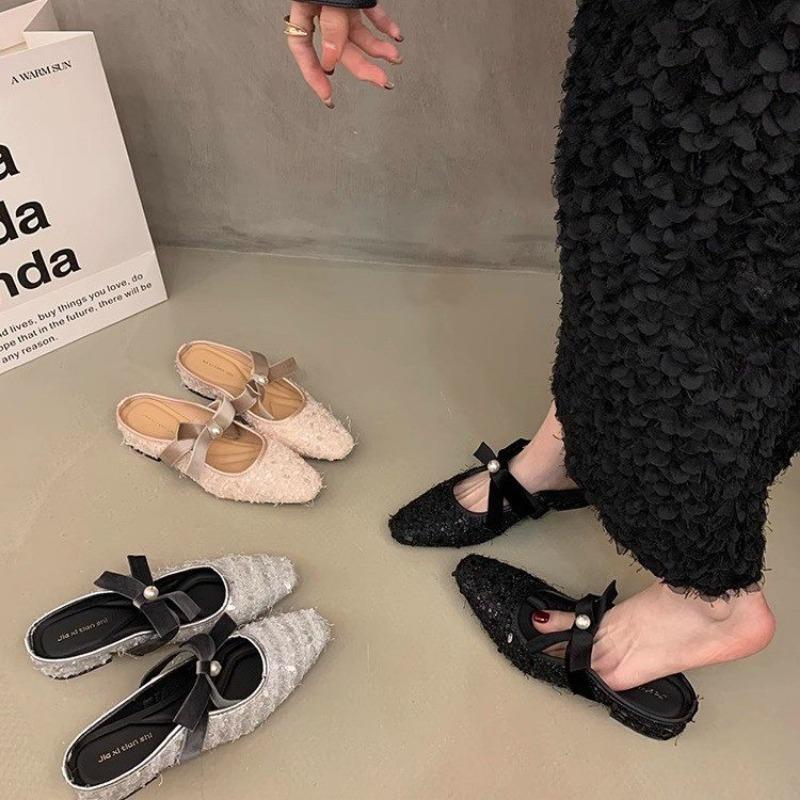 Мода Мода Бабочка-узел Балетки Тапочки Сандалии Новые 2025 Женские Тапочки Обувь Женские Мюли