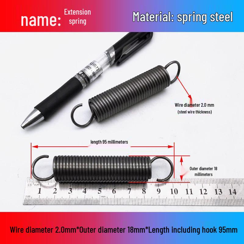 Желтая пружина растяжения из пружинной стали с крюком для удлинителя электрического вилочного погрузчика, наружный диаметр 12-22 мм, проволока 2,0 мм, высокая сила растяжения