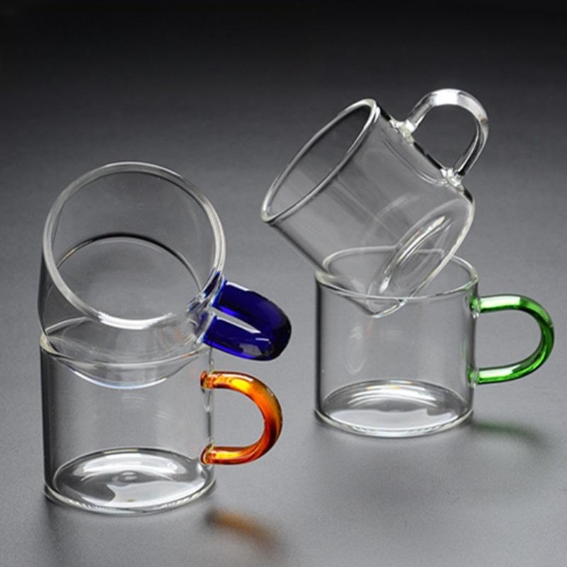 High Borosilicate Color Handle Glass Cup Milk Tea Cup Coffee Cup Household Small Capacity Kung Fu Tea Set Mini Tea Cup