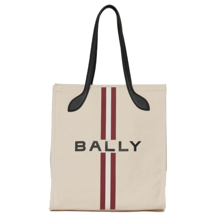 Bally Логотип Магнитная застежка Ткань и Кожа Сумка-тоут Женские Сумки-тоут Натуральный 6307788