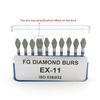 10 шт./компл. FG 1,6 м, стоматологические алмазные боры для отбеливания зубов, полировки, высокоскоростные наконечники, стоматологические боры EX-11