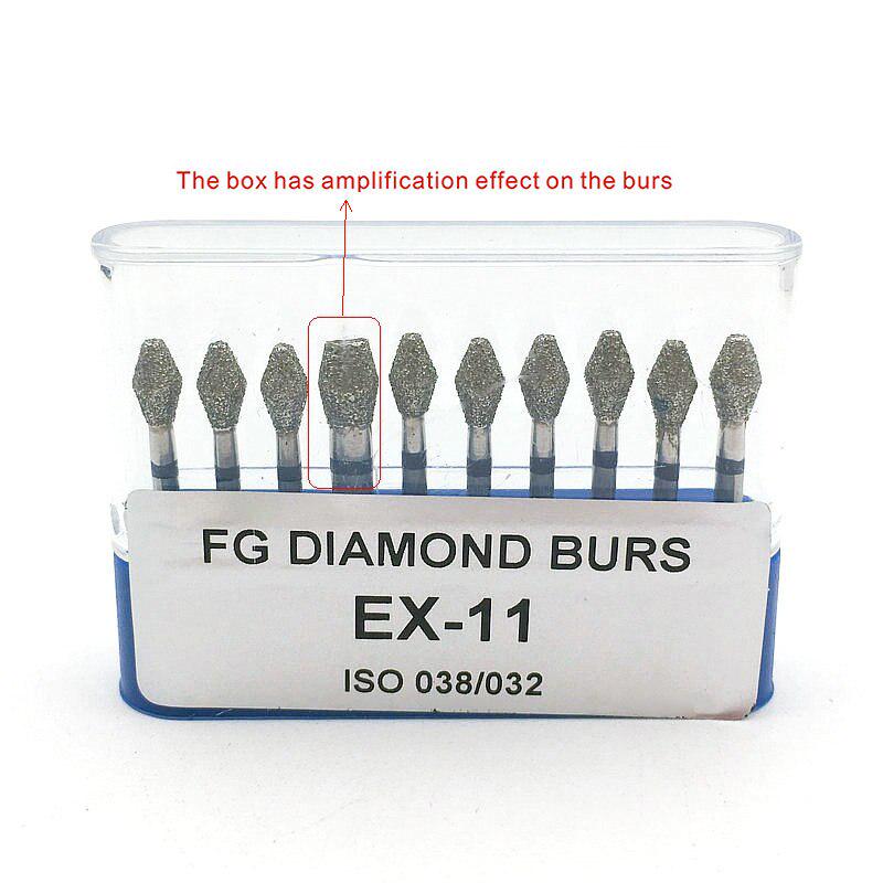 10 шт./компл. FG 1,6 м, стоматологические алмазные боры для отбеливания зубов, полировки, высокоскоростные наконечники, стоматологические боры EX-11