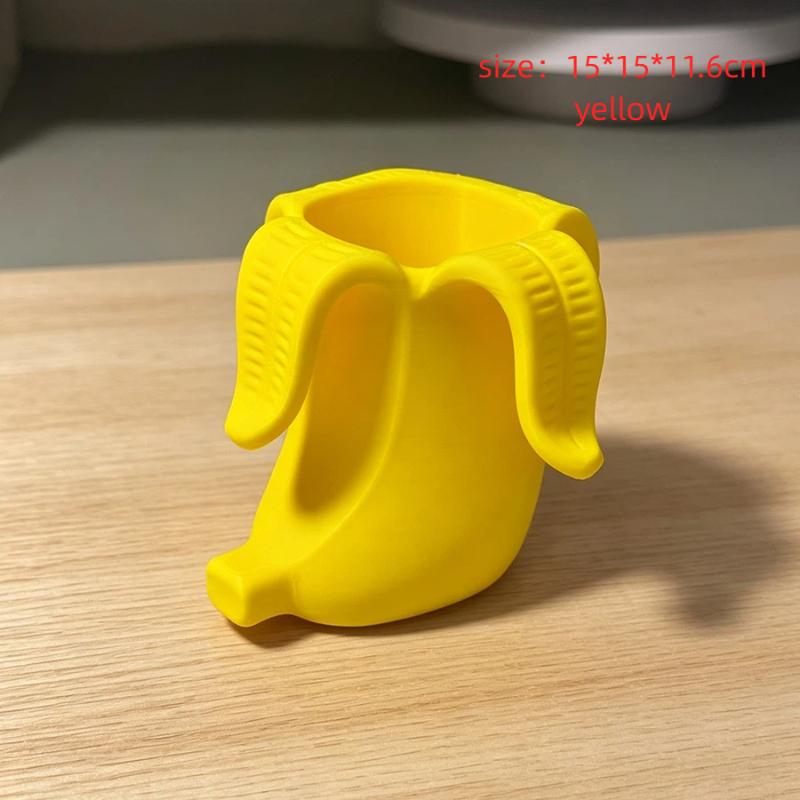 Fun Banana Shaped Pen Holder 3D Printed Yellow Desk Organizer 1Pcs Aesthetic Desktop Decor for Office School Stationery Storage