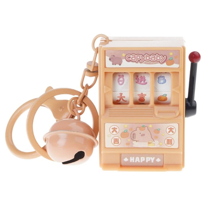 Cute Capybara Fruit Machine Key Holder Charming Capybara Fruit Spin Keychain Delightful Game Charm For Kids And Adults