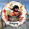 2d Flat 20*20cm, Autumn Home Decoration, Thanksgiving Turkey Wooden Circular Creative Logo Decoration, for Home, Kitchen, Cafe, Office, Bar Wall Decor