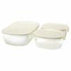 HARIO Stackable Heat-Resistant Glass Containers, Medium, Set of 3, Made In Japan, KSTL-M-3006-OW