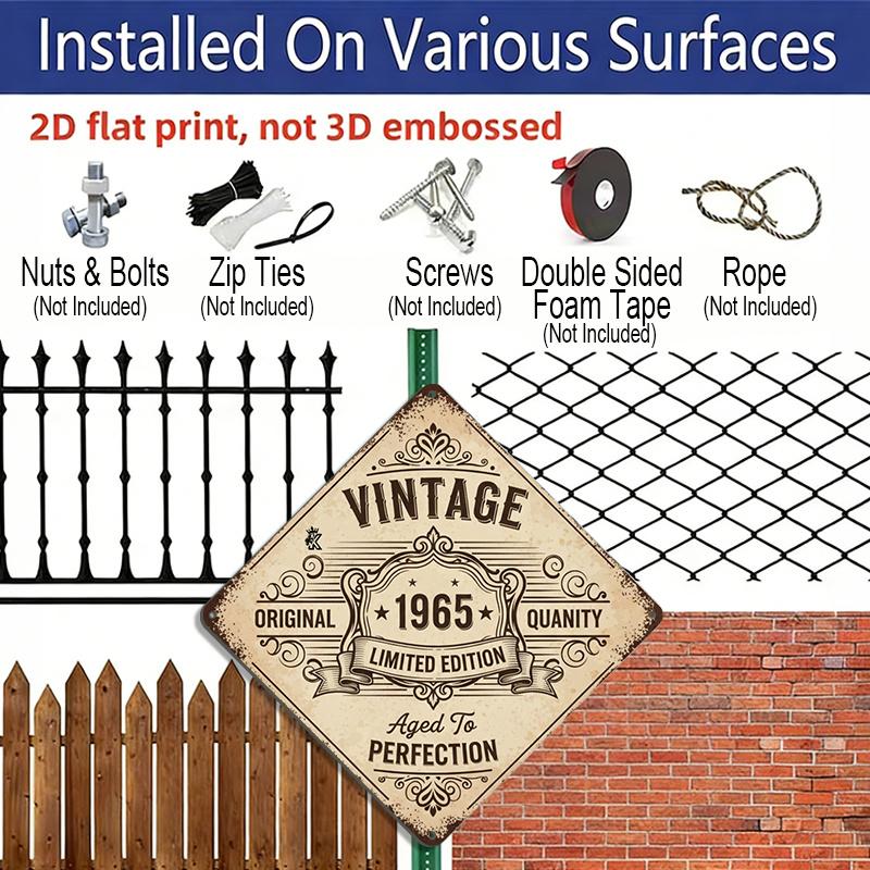 2D Flat 1pc, Vintage Sign, Decorative Plaque and Ornament, Retro 1965 Limited Edition Design, Vintage Home Decor, Industrial Style Sign, Holiday