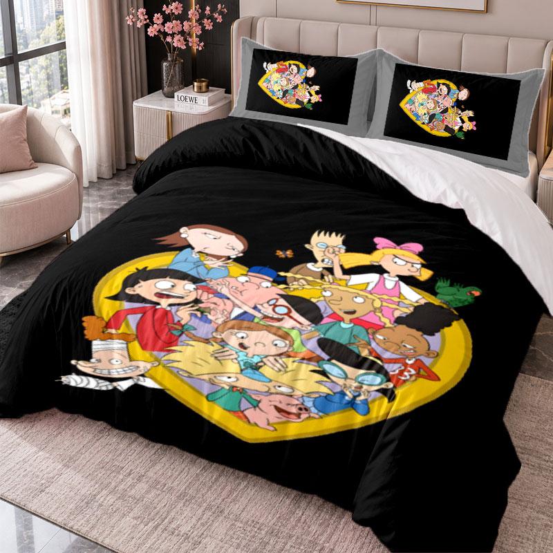 Hey Arnold 3Pcs Bedding Set Duvet Cover With Two Pillowcases For Bedroom Home Decoration