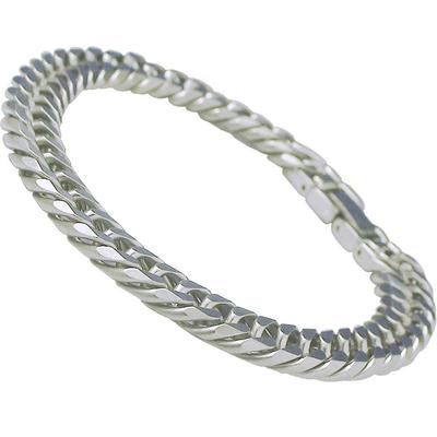 Браслет-цепочка Kihei из чистого титана 12 мм, супертолстый тип, двойная огранка (22см) 6-сторонний (Мужской) (ТИТ-1-БВ-22)