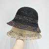 Summer Knitted Hollow Sunscreen and Sunshade Fisherman's Hat Women's Thin Breathable Colorful Vacation Style Woven Straw Hat