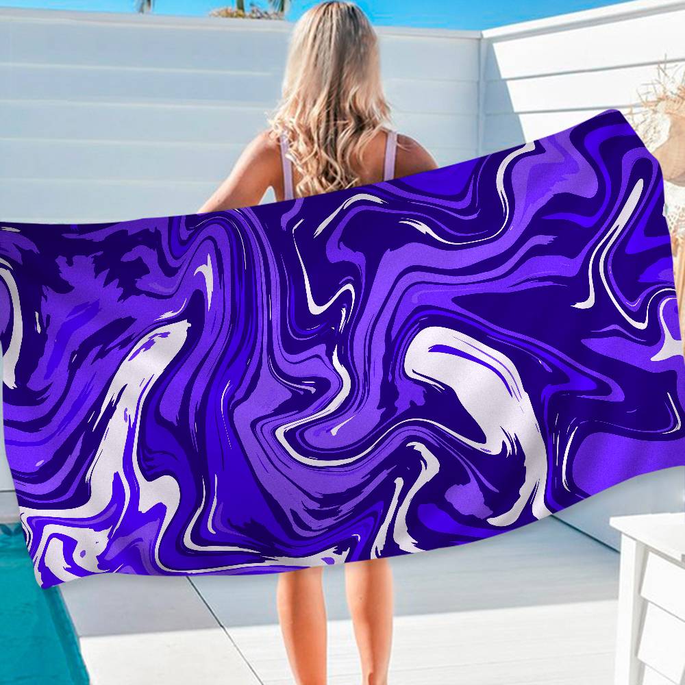 Black and White Strata Liquid Microfiber Blanket Quick Drying Beach Towels Oversized Printing Super Absorbent Pool Towel Blanket