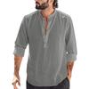 New Men's Casual Blouse Cotton Linen Shirt Loose Tops Long Sleeve Tee Shirt Spring Autumn Casual Handsome Men's Shirts