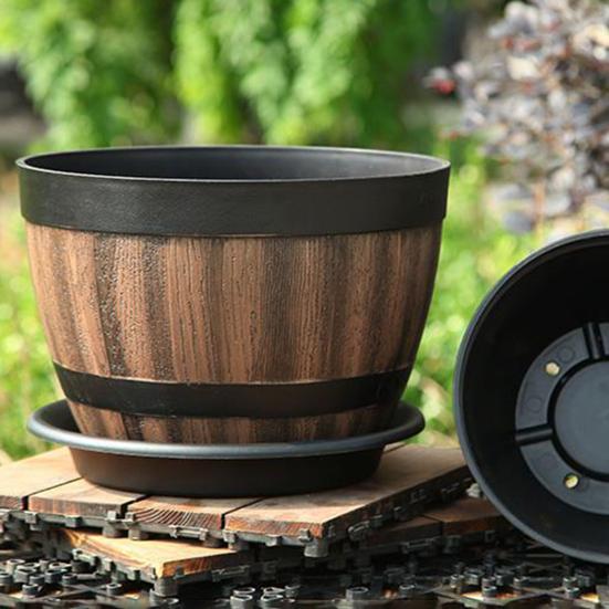 Горшок для растений в форме бочки для виски, домашний декор, пластиковый внутренний и открытый двор, патио, цветочный горшок для сада