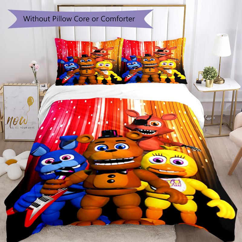 3pcs Freddy Bedding Set Duvet Cover Closure Includes 1 Duvet Cover & 2 Pillowcases, Soft and Comfortable for All Seasons.