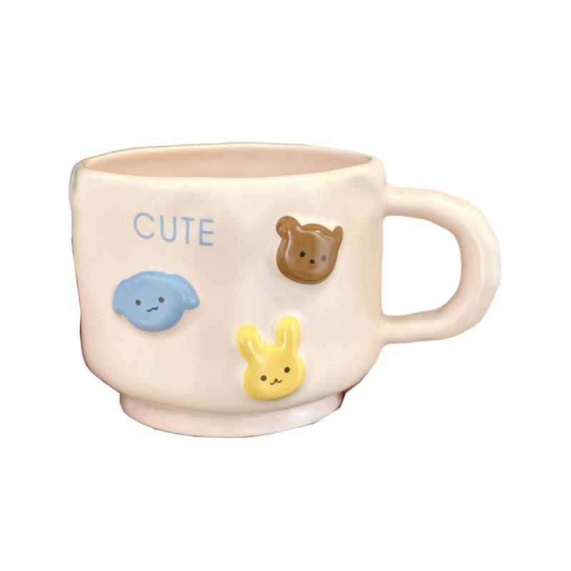 Cream Cartoon Animal Ceramic Hand Cup Household High-value Mug Couple Water Cup Single Cup Souvenir