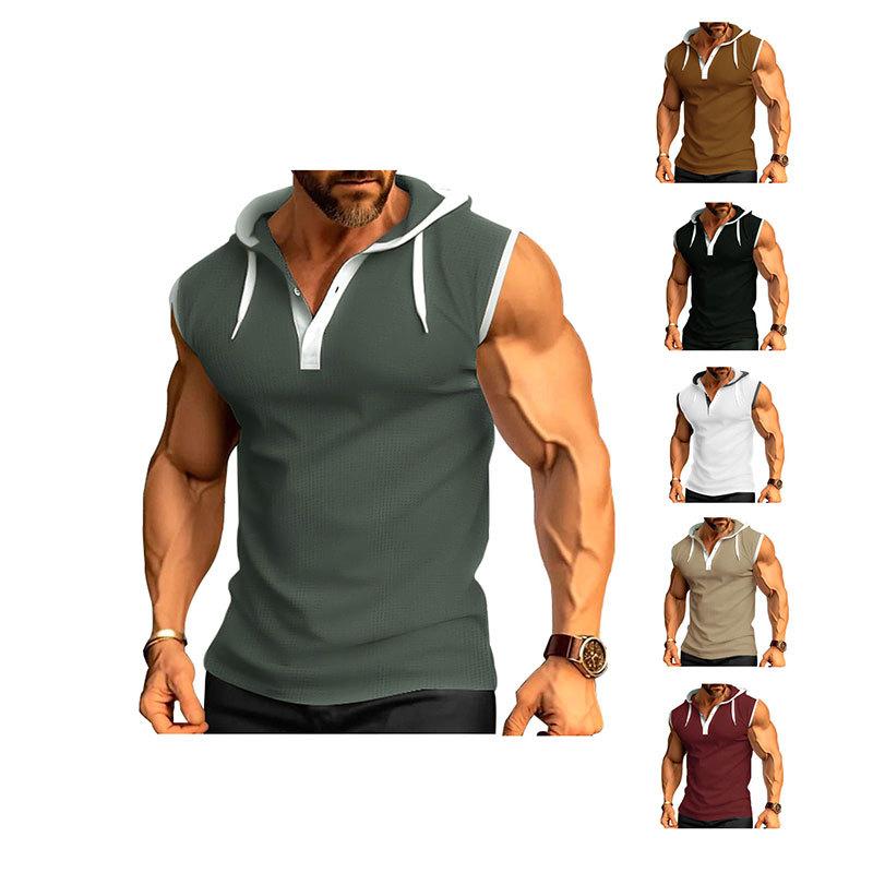 European and American Style Men's Summer Waistcoat Hooded Sleeveless Vest Fashion Casual Tank Top