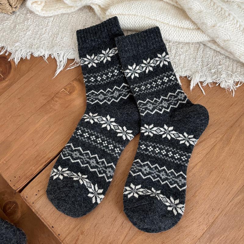 Носки Birkenstock Stack до середины голени Снежинка Зимние Теплые Шерстяные Носки Утолщенные С Винтажными Детскими